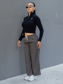 Andrea Bello Women Pants Kolor Kantong Plain Casual - Grey - View 5