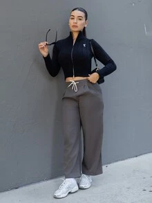 Andrea Bello Women Pants Kolor Kantong Plain Casual - Grey - View 6
