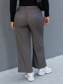 Andrea Bello Women Pants Kolor Kantong Plain Casual - Grey - View 2