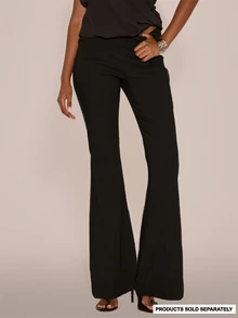 MUSERA V Dipped Waistband Seamed Detail Fitted Flare Trouser Sexy Evening Halloween Going Out Fall Winter Autumn Solitude - Black - View 2