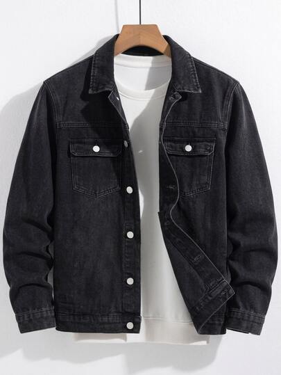 QuarKem Men's Vintage Washed Denim Jacket, Distressed Loose Fit