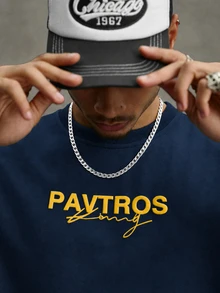 PAVTROS 男士深色圖騰短袖T恤，寬鬆大碼短袖T恤，短版寬鬆圓領短袖T恤，Y2K千禧風格，深色街頭風，哥德風，日常穿著，音樂節，Live House，次文化，街頭攝影，饒舌歌手穿搭，中性，情侶穿搭，最佳節日禮物 - 藏蓝色 - 查看 3
