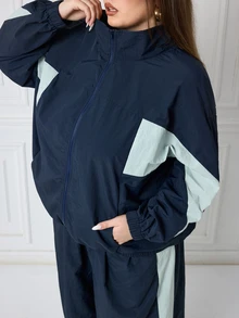 SHEIN CURVE+ Women Plus Size 2 Pieces Set 22W, Jacket + Pants Casual Autumn Winter Outfit - Multicolor - View 7