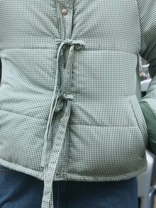 Nöista Romantic Gingham Puffer Jacket With A Cozy Silhouette, Oversized Collar, Delicate Tie Closures And A Sophisticated Feminine Style - Green - View 8