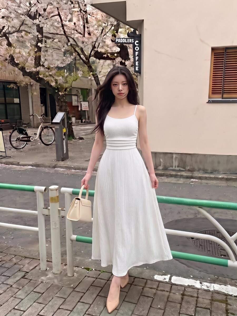 SHEIN MOD White Minimalist Versatile Romantic Women Dress, Wedding Guest Dress - White - View 1