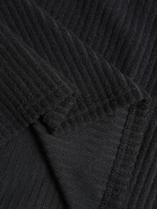 Weeklong Atasan Panjang Berkerudung Kasual Ukuran Plus Wanita dengan Efek Denim Blok Warna, Jaket Lengan Panjang Rajut Bergaris Halus dengan Kancing Depan untuk Musim Gugur - MultiWarna - View 7