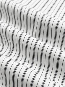 ESTAVOR Men's Striped Short Sleeve Single-Breasted Casual Commute Shirt - White - View 6
