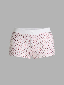 Sweetina Women Heart Print Booty Shorts For Daily - White - View 7