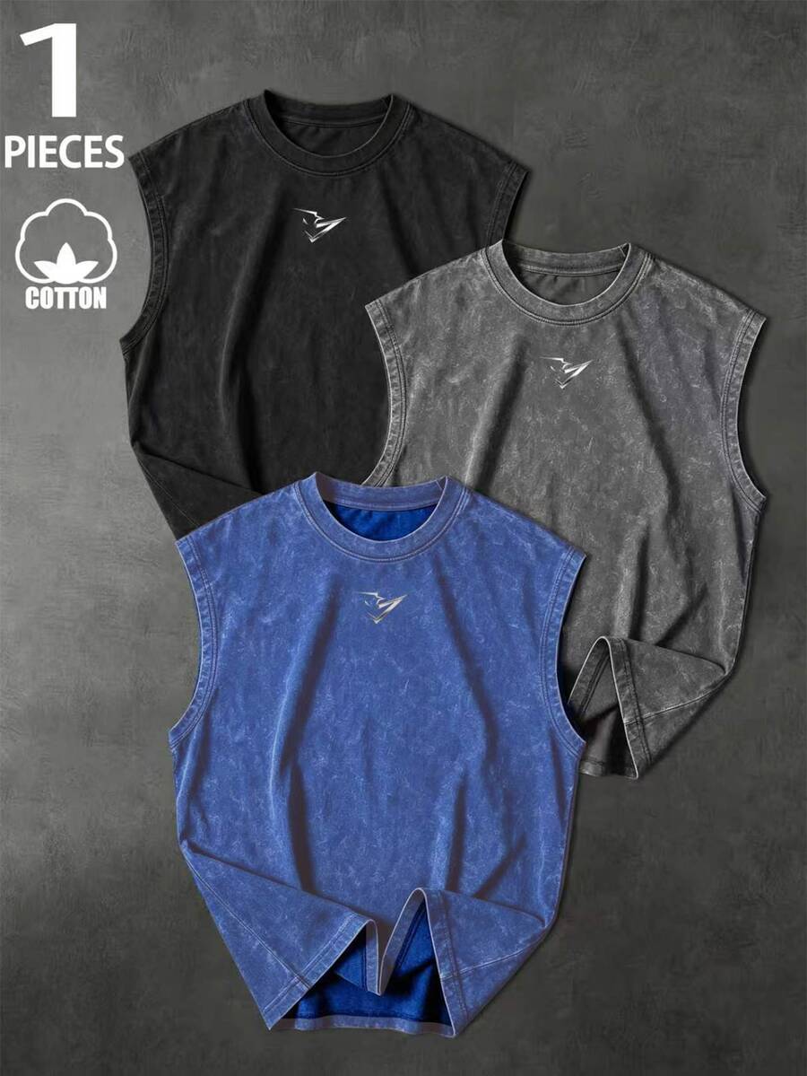 Gym Rark Men's Geometric Print Daily Fitness Sports Tank Top, Gym - Blue - View 1