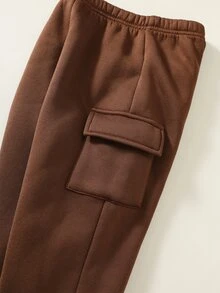 SHEIN Setelan Anak Laki-Laki: Sweater Rajut Lembut Motif Huruf, Kerah Bulat, Lengan Panjang, Resleting Setengah, dan Celana Panjang Musim Gugur dengan Pinggang Elastis (2 Potong) - MultiWarna - View 5