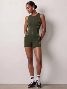 Zivah Women's Colorblock Top And Shorts Casual Daily Sports Outfit - Green - View 4