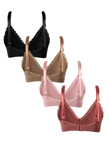 SHEIN Women's 2026 Hot-Selling Fashionable Comfortable Minimalist Solid Color High Quality Maternity Nursing Bras 4pcs/Set - Multicolor - View 5