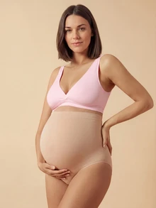 SHEIN 1pc Seamless Comfortable Body Shaping Buttock Lifting Maternity Thong Panty - Apricot - View 2