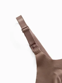 SHEIN 2026 Hot Selling Women's Comfortable Minimalist Solid Color Maternity & Nursing Bra, High Quality High Cost-Effective 1pc - Coffee Brown - View 5