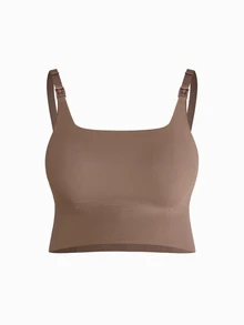 SHEIN 2026 Hot Selling Women's Comfortable Minimalist Solid Color Maternity & Nursing Bra, High Quality High Cost-Effective 1pc - Coffee Brown - View 3