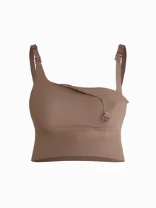 SHEIN 2026 Hot Selling Women's Comfortable Minimalist Solid Color Maternity & Nursing Bra, High Quality High Cost-Effective 1pc - Coffee Brown - View 8