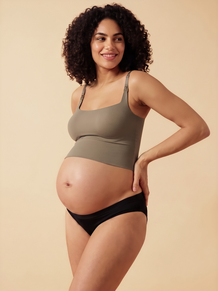 SHEIN 2026年热销女士舒适简约纯色孕妇哺乳文胸，高品质高性价比1件装 - 咖啡棕 - 查看 1