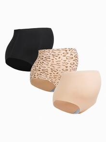 SHEIN 3pcs Pregnant Women High Waist Seamless Leopard Print Underwear Maternity - Multicolor - View 17