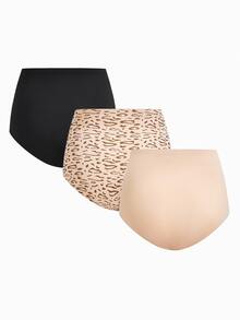 SHEIN 3pcs Pregnant Women High Waist Seamless Leopard Print Underwear Maternity - Multicolor - View 5