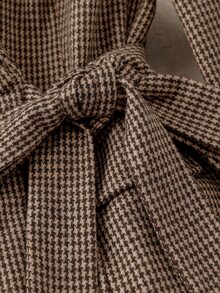 SHEIN Clasi Plus Size Houndstooth Tweed Suit Set, Summer/ Office Evening White Business Casual Elegant Chic Unique - Khaki - View 5