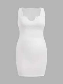 Slaydiva 2pcs Plus Size Casual Minimalist Black & White Solid Color Dress, Suitable For Summer Dresses For Women Summer Chic Dress - Black and White - View 5