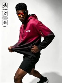 Acti Log Men's Gradient Print Zip-Up Sweatshirt, Long Sleeve, Pockets, Suitable For Running, Workout, Outdoor Casual - Multicolor - View 1