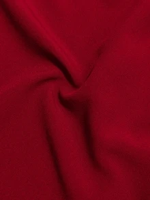 Veslaya Gaun Ukuran Besar dengan Lengan Berongga dan Kerah Bertepi Bergelombang - Merah - View 4