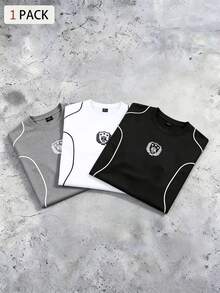 GymRaken Men's Letter Print Casual Daily Wear Sports T-Shirt, Gym - Black - View 4