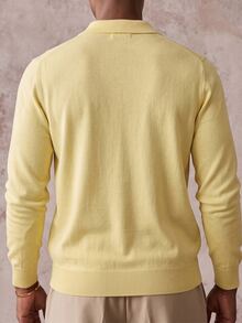 Manfinity Homme 男士純色休閒日常穿著長袖修身拉鍊 Polo 衫 短袖透氣針織上衣 休閒輕奢老錢風正式款 - 彩色 - 查看 2