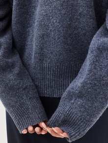 KÆRIA Hus Sweater Leher Corong Lengan Panjang - Rajutan Lembut - Biru Marle - Potongan Longgar, Minimalis, Klasik - Biru - View 9