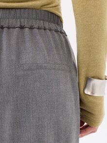 KÆRIA Hus Relaxed Wide Leg Trousers - Heritage Wool Suiting - Grey Marle - Elastic Waist, Pleated, Workwear - Grey - View 7