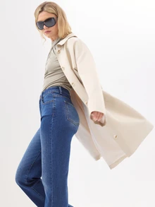 KÆRIA Hus 90s High Rise Straight Leg Jeans - Comfort Stretch Denim - Mid Blue Wash - Clean Line, Refined Everyday Aqua Blue Summer Casual - Medium Wash - View 5