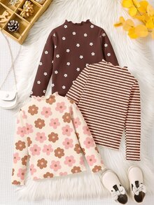 Young Girl 3PCS Young Girls T-Shirts - Multicolor - View 3