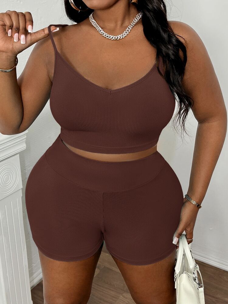 Slaydiva Summer Basic Loose Fit Women's Plus Size Outdoor Casual Baggy Set Gym Formal Workout Brown - Rust Brown - View 8