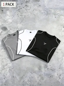 Gym Rark 男款 1件幾何印花寬鬆版型短袖運動T恤，健身房適用 - 黑色 - 查看 5