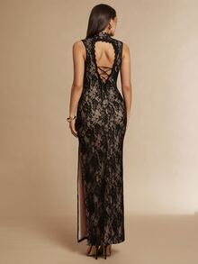 Silquee Elegant Black "New Chinese Style" Autumn/Winter Formal Dress Featuring Frog Closures, Drop-Shoulder Design, And Lace Trim (Suitable For Weddings,= - Coffee - View 4