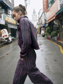 Nöista New Chinese Style Printed Denim Short Jacket - Purple - View 2