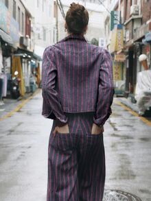 Nöista New Chinese Style Printed Denim Short Jacket - Purple - View 7