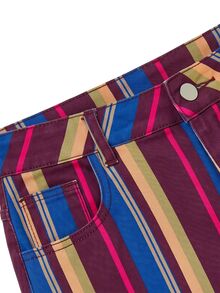 Nöista Vertical Striped Wide-Leg Jeans. Versatile Everyday, Suitable Casual Outings, Commuting, Parties; Easily Paired Anything. Fall Winter, Going Out - Red Violet - View 11