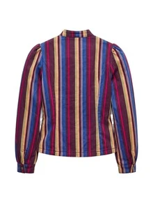 Nöista Vertical Striped, Chinese Stand-Up Collar, Long-Sleeved Jacket. Slim Fit, Cropped, Parties, Dates, Dinners, Commuting.Fall/Winter,Casual.Versatile. - Red Violet - View 10
