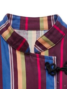 Nöista Vertical Striped, Chinese Stand-Up Collar, Long-Sleeved Jacket. Slim Fit, Cropped, Parties, Dates, Dinners, Commuting.Fall/Winter,Casual.Versatile. - Red Violet - View 11