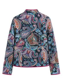 Nöista Chinese-Style Paisley Short Jacket Chinese Knot Buttons. Fitted Silhouette, Retro Glamorous,Fall/Winter, Going Out, Elegant Party. - Black - View 8