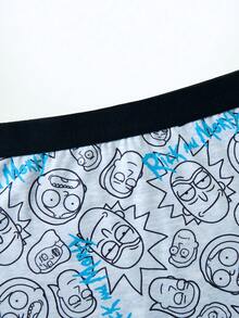 Rick and Morty X SHEIN طقم ملابس داخلية نسائي بطبعة كرتونية وحروف بتصميم كاميسول - رمادي - مشاهدة 11