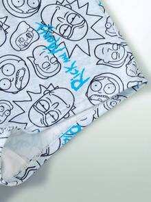 Rick and Morty X SHEIN طقم ملابس داخلية نسائي بطبعة كرتونية وحروف بتصميم كاميسول - رمادي - مشاهدة 12