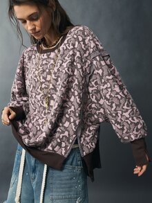 Bohemela Women's All-Over Print Casual Versatile Daily Wear Long Sleeve Sweatshirt - Multicolor - View 1