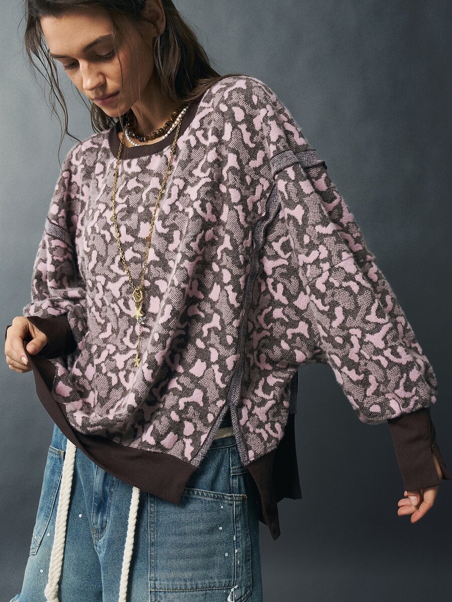 Bohemela Women's All-Over Print Casual Versatile Daily Wear Long Sleeve Sweatshirt - Multicolor - View 1