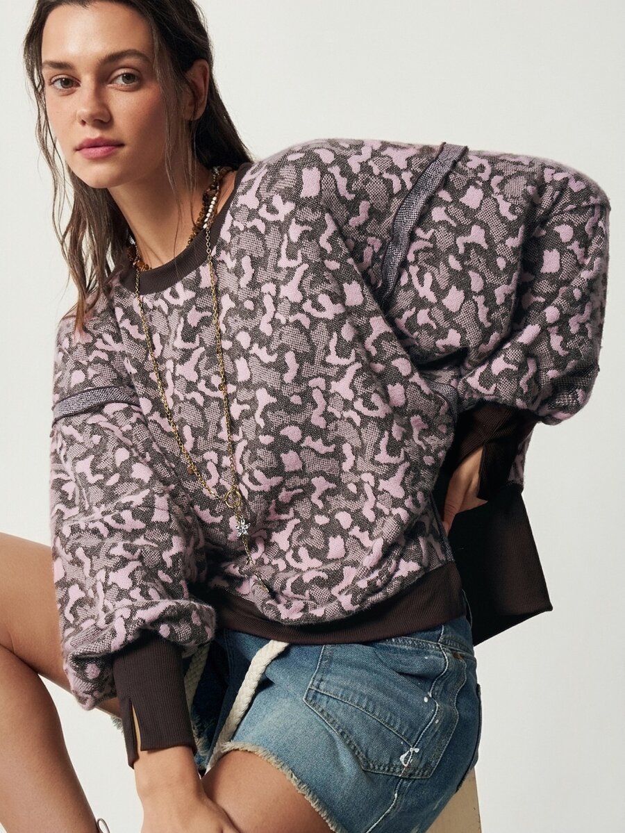 Bohemela Women's All-Over Print Casual Versatile Daily Wear Long Sleeve Sweatshirt - Multicolor - View 1