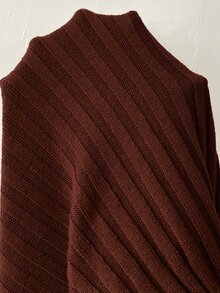 SHEIN CURVE+ كنزة نسائية مقاس كبير بلون موحد كاجوال متعددة الاستخدامات للارتداء اليومي بأكمام طويلة - قهوة بني - مشاهدة 9