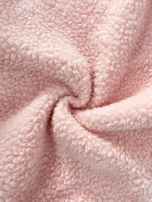 SHEIN Jaket Wanita Warna Pink Kerah Tegak Bahan Wol Domba, Resleting Berpipa, Potongan Longgar, Panjang Sedang, Mantel Bulu Tebal dan Mewah - Berwarna merah muda - View 4