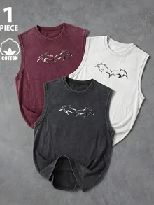 Gym Rark Men's Crew Neck Casual Versatile Daily Wear Sports Tank Top, Gym - Dark Grey - View 1